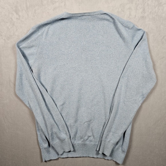 J Lindeberg Sweater Mens XL Blue Speckled Cotton V-Neck Golf Casual Preppy Logo - Picture 3 of 11